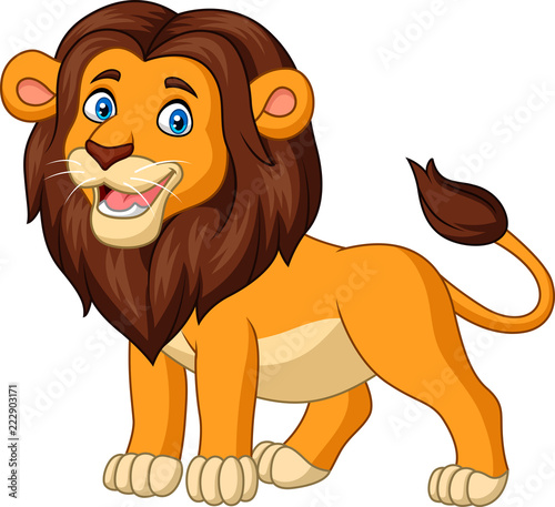 Fototapeta Naklejka Na Ścianę i Meble -  Cartoon happy lion isolated on white background