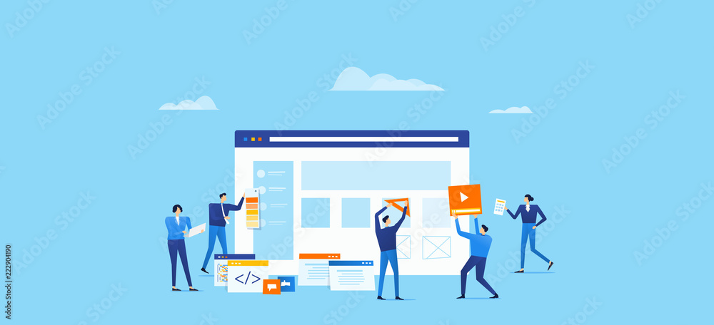 programmer and design team develop for web application with business team working concept
