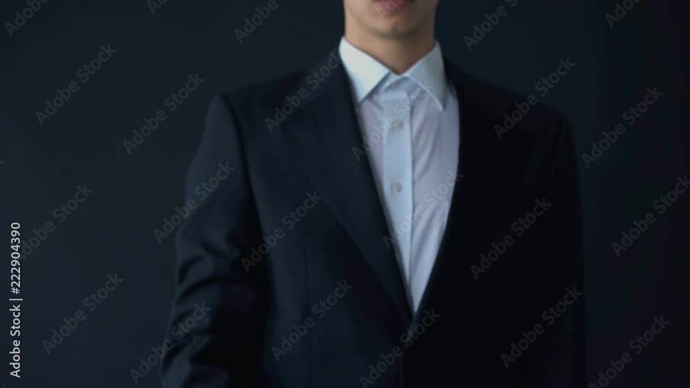 Businessman scrolling virtual menu, choosing option, search for data, innovation