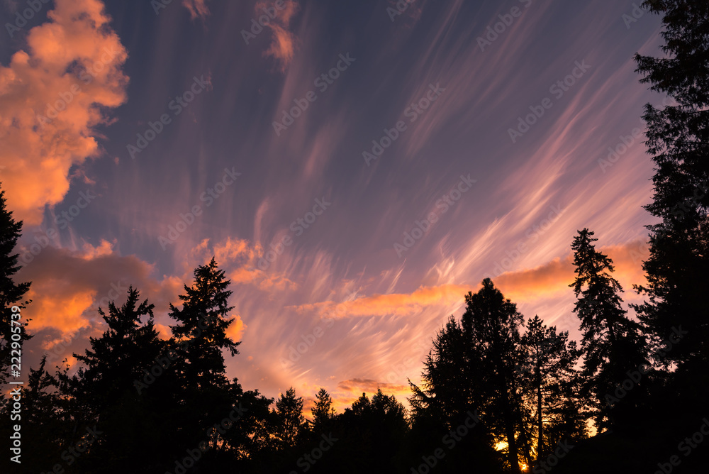 September sunset sky over the Pacific Northwest