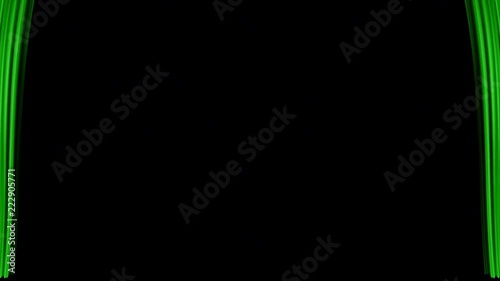 opening green curtain with black background be hide for product announcement or graphic resource for beginning movie