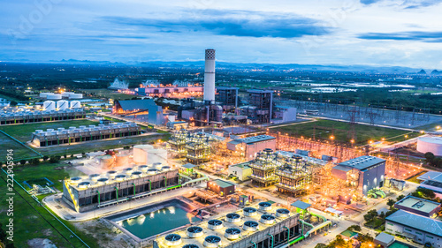 Canvas Print Aerial view power plant, Combined cycle power plant electricity generating station industry