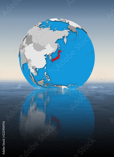 Fototapeta Naklejka Na Ścianę i Meble -  Japan on globe in water