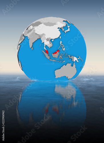 Fototapeta Naklejka Na Ścianę i Meble -  Malaysia on globe in water