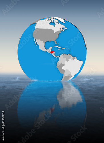 Fototapeta Naklejka Na Ścianę i Meble -  Honduras on globe in water