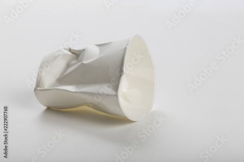 Crumbled white Paper cup