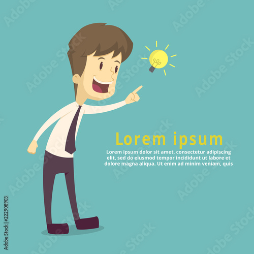 Businessman had an Idea, idea light bulb.cartoon of business,employee success is the concept of the man characters business, the mood of people, can be used as a background,banner. vector illustration
