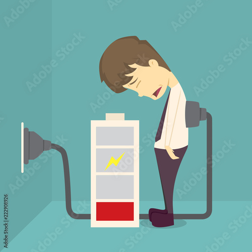 Businessman Energize.cartoon of business,employee success is the concept of the man characters business, the mood of people, can be used as a background, banner, infographic. vector illustration