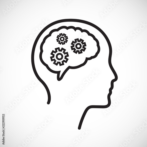 A womans head in silhouette with a glowing brain. Concept for mental, psychological development, brain development, mental stimulation, learning and education or other medical theme