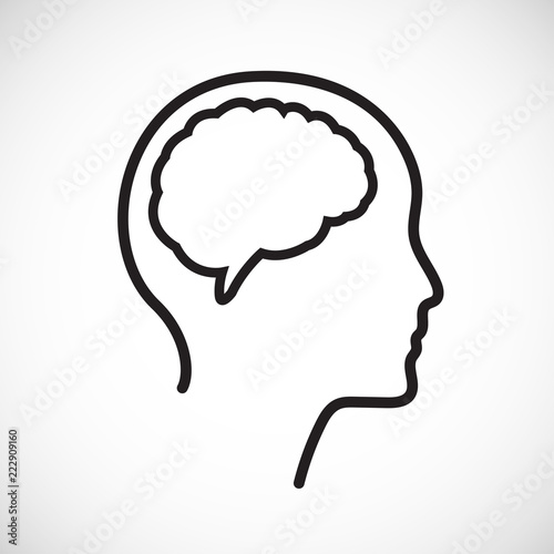 A womans head in silhouette with a glowing brain. Concept for mental, psychological development, brain development, mental stimulation, learning and education or other medical theme