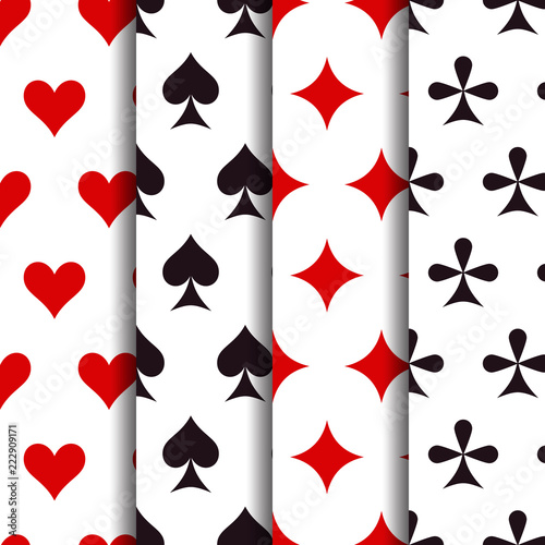 set of seamless patterns, card suits