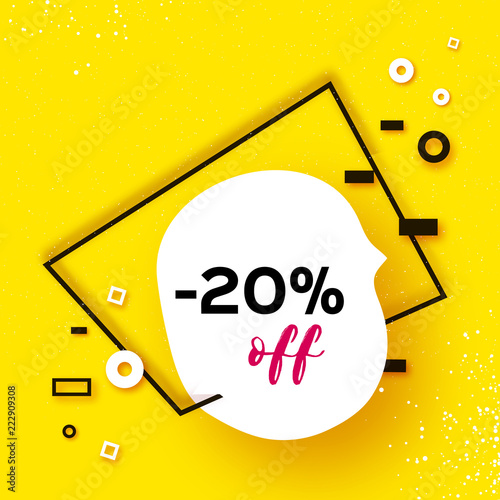 Sale tag, Special offer banner template. Trendy Geometric quote elemets Frame for text in paper cut style. For brochure, flyer or presentations design. Simple geometry. Yellow.