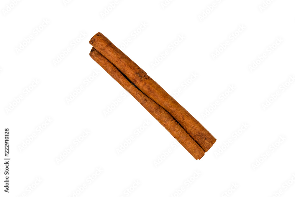 Brown cinnamon stick isolated on a white background