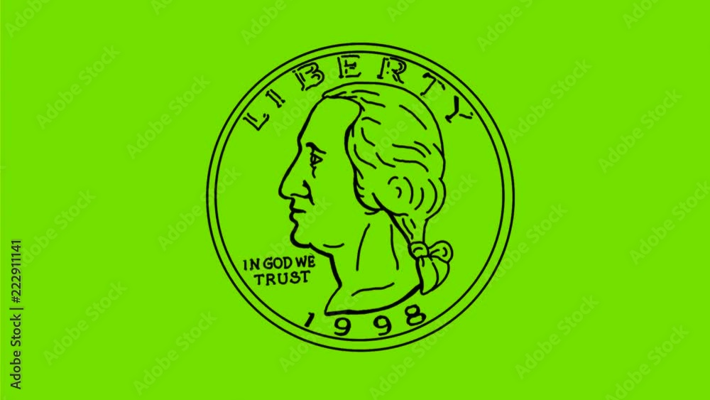 American Dollar Coin Spinning 2D Animation American Dollar Coin Spinning 2D Animation
