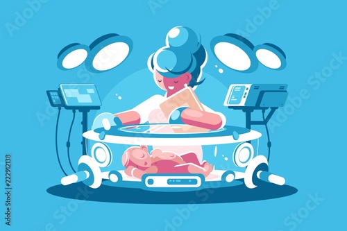 Nurse child incubator with baby