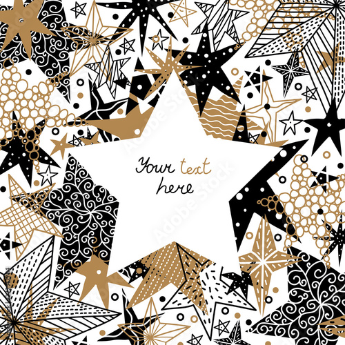 Gold and black stars. Cute postcard.