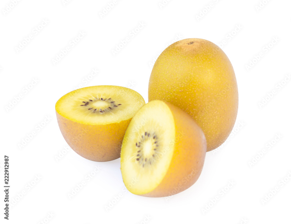 Fresh golden kiwi slice isolated on white background Fresh golden kiwi slice isolated on white background