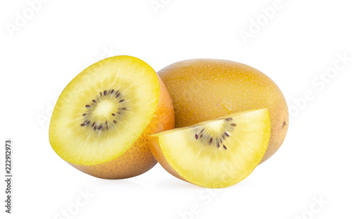 Fresh golden kiwi slice isolated on white background,fruit concept