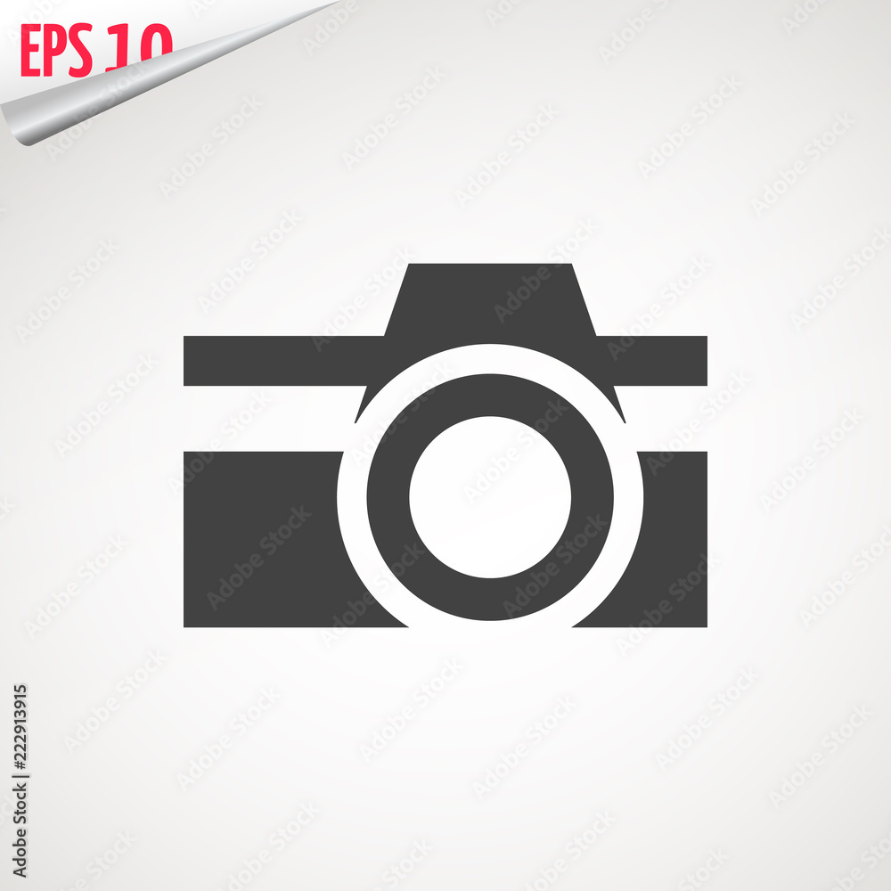 Camera icon, flat photo camera vector isolated. Modern simple snapshot photography sign. Instant Photo internet concept. Trendy symbol for website design, web button, mobile app. Logo illustration Camera icon, flat photo camera vector isolated. Modern simple snapshot photography sign. Instant Photo internet concept. Trendy symbol for website design, web button, mobile app. Logo illustration