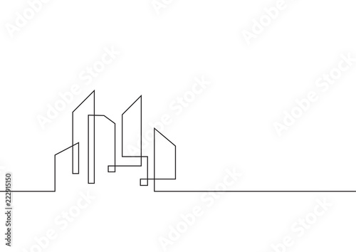 Continuous line drawing. Real estate, condo, apartment, company. Vector illustration