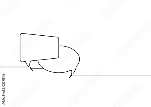 Continuous line drawing. Speech bubbles isolated on white background For mobile app and social media. Vector illustration