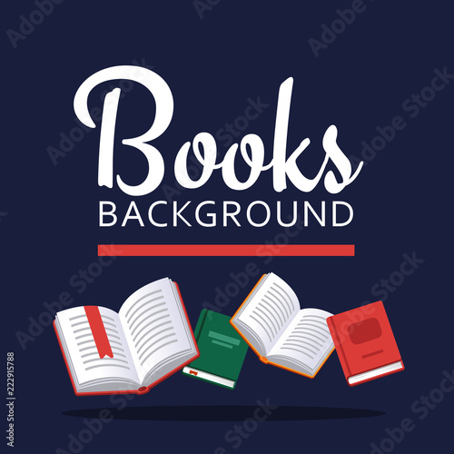Books illustration. Library research. Scholarship concept. Literature background in flat style. Concepts for web banner and promotional material.