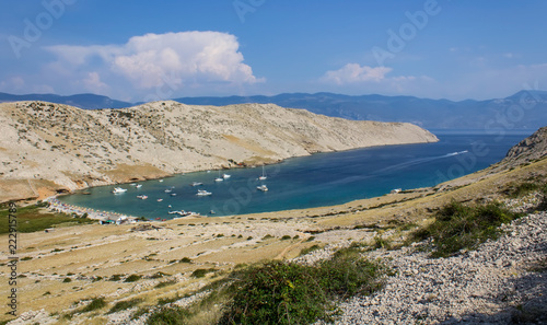 Beach Vela Luka with ship  island Krk Croatia