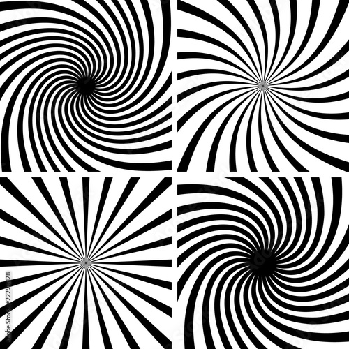 Vector radial spiral vortex swirl, Comic stripes twist hypnosis spiral rays