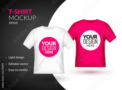 Blank t-shirt template clothing fashion. White and blue shirt design with sleeve cotton uniform