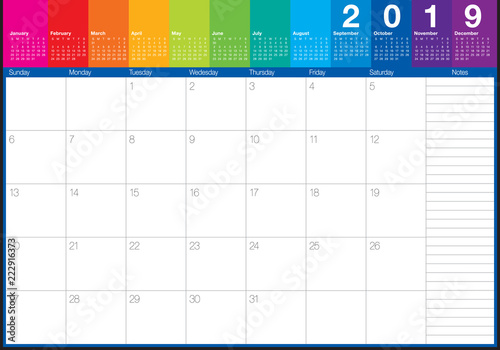 October 2019 desk calendar vector illustration