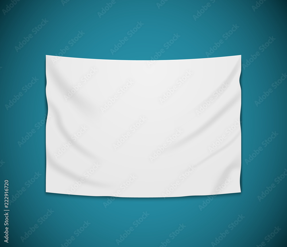 White blank vector banner textile. Empty hanging fabric banner illustration design
