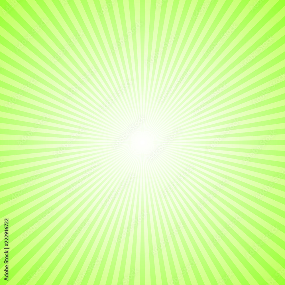 Dynamic ray burst background - lime green gradient vector design from radial stripes