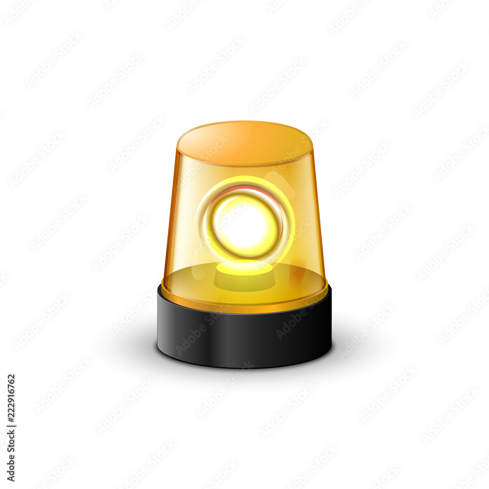 Vecteur Stock Yellow flashing police beacon alarm. Police light siren  emergency equipment. Danger flash ambulance beacon | Adobe Stock