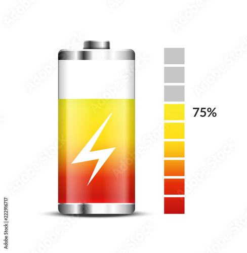 Battery charge energy power icon. Vector battery recharge design technology