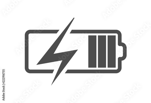 Battery charge icon, vector electrical power charger. Flat accumulator charge icon for smartphone photo