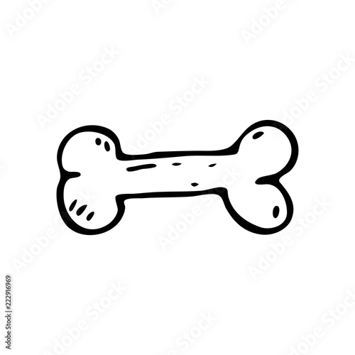 Hand drawn dog bone doodle. Sketch pets icon. Decoration element. Isolated on white background. Vector illustration