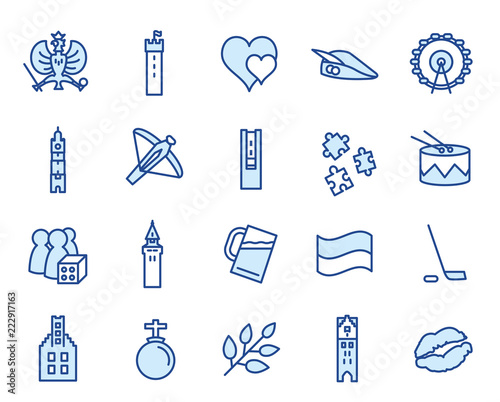 Ravensburg Rutenfest Vector Icon Illustration Set