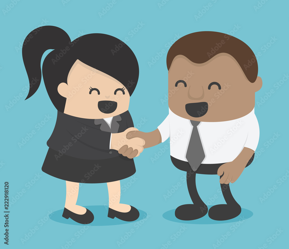 Business women and African businessmen join hands Business women and African businessmen join hands