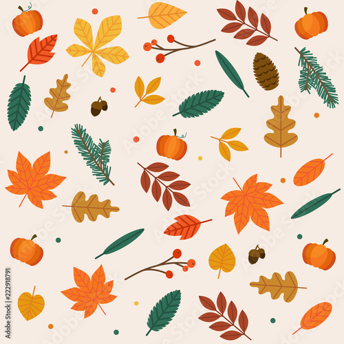 Autumn leaves set. Flat design modern vector illustration concept.