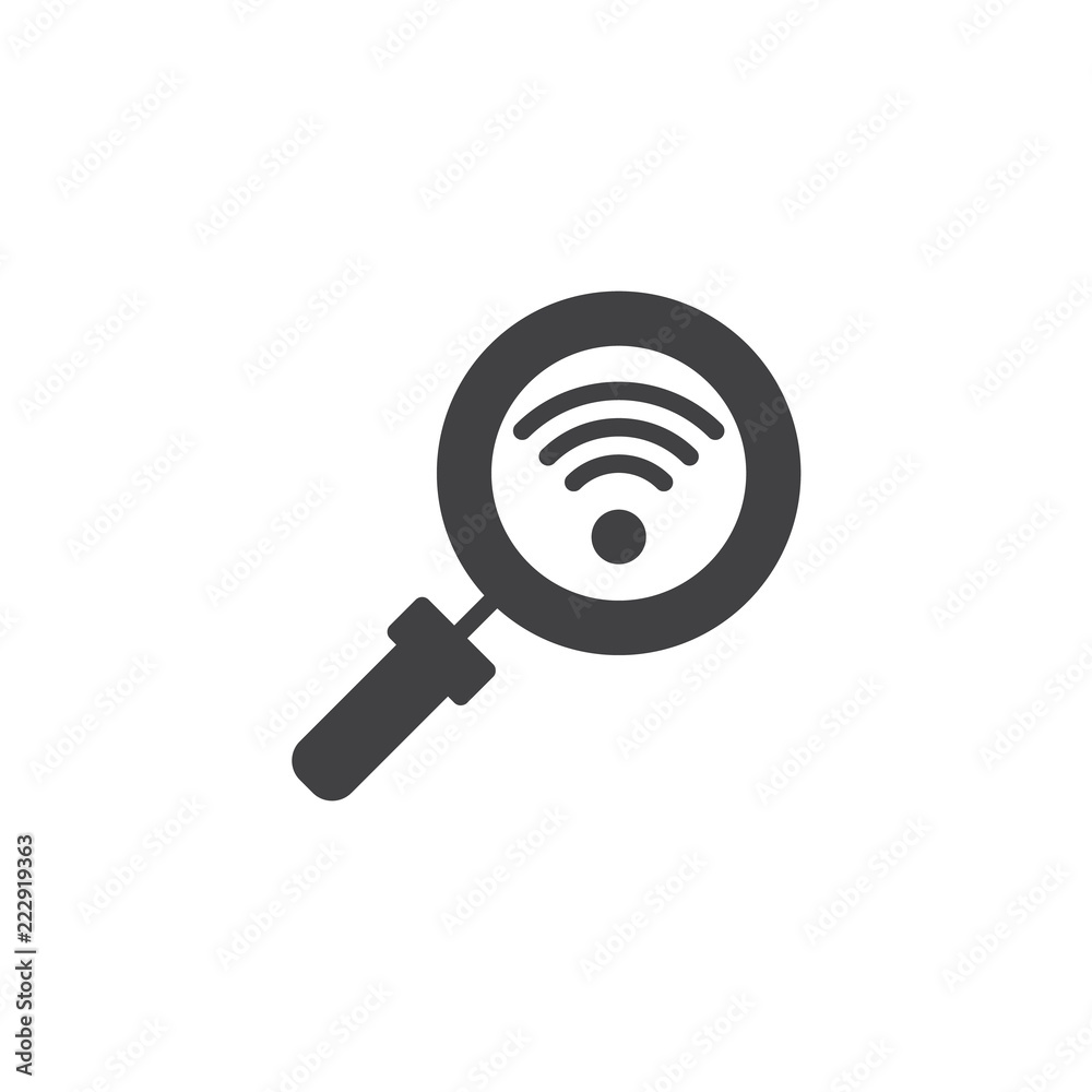 Search Wireless Network vector icon. filled flat sign for mobile concept and web design. WIFI Search simple solid icon. Symbol, logo illustration. Pixel perfect vector graphics Search Wireless Network vector icon. filled flat sign for mobile concept and web design. WIFI Search simple solid icon. Symbol, logo illustration. Pixel perfect vector graphics