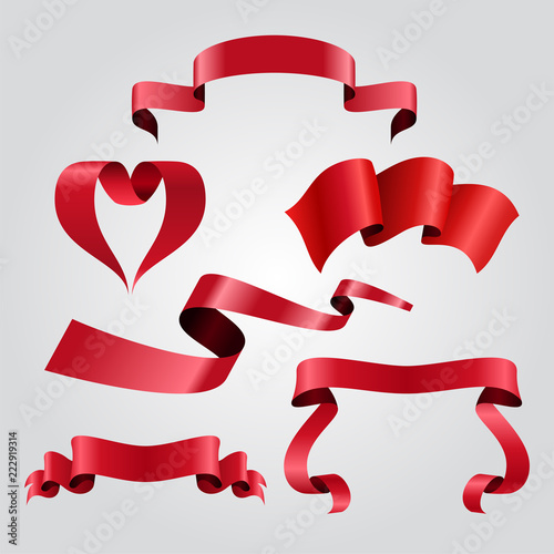 Ribbon banner shapes label collection. Vector illustration.