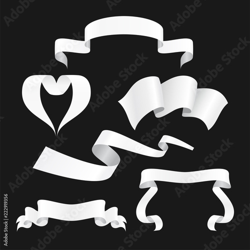 Ribbon banner shapes label collection. Vector illustration.