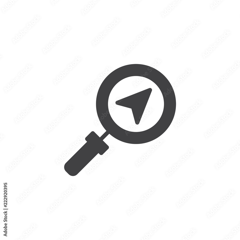 Find Direction vector icon. filled flat sign for mobile concept and web design. magnifying glass with cursor simple solid icon. Symbol, logo illustration. Pixel perfect vector graphics Find Direction vector icon. filled flat sign for mobile concept and web design. magnifying glass with cursor simple solid icon. Symbol, logo illustration. Pixel perfect vector graphics