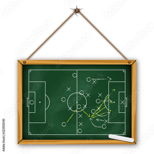 Soccer formation tactics and strategy on a blackboard. Spielplan - Fußballtaktik. Tactiques de football.