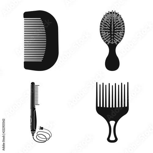 Vector illustration of brush and hair symbol. Collection of brush and hairbrush stock vector illustration.
