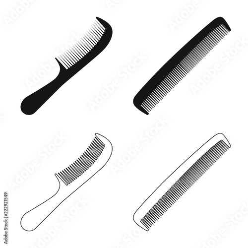 Vector illustration of brush and hair sign. Set of brush and hairbrush vector icon for stock.