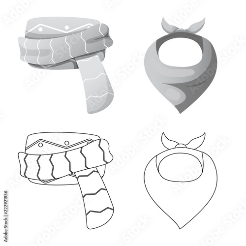 Vector illustration of scarf and shawl icon. Set of scarf and accessory stock symbol for web.