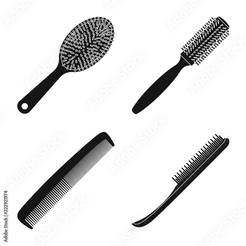 Vector design of brush and hair sign. Set of brush and hairbrush vector icon for stock.