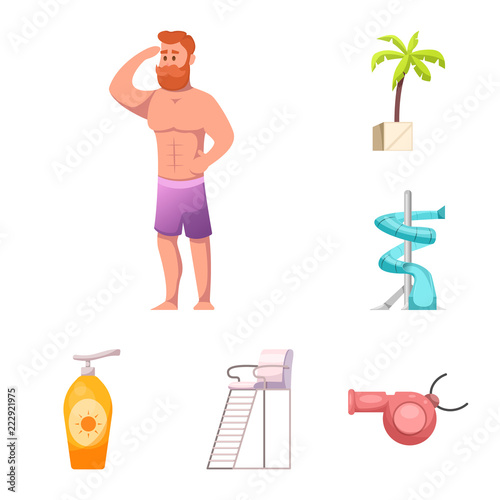 Isolated object of pool and swimming symbol. Collection of pool and activity vector icon for stock.