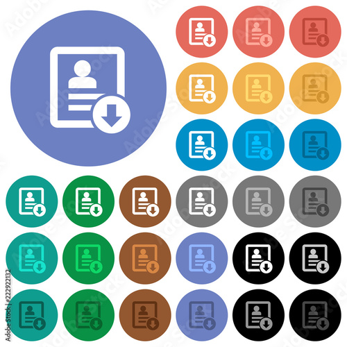Move down contact round flat multi colored icons